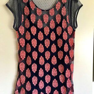 Sundance Women's Navy and Peach Top with Coordinated  Cami, size Large